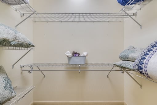 spacious closet in model bedroom