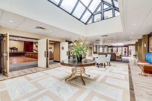 lobby with high ceilings