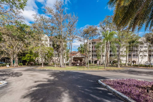 driveway to front entrance of the community