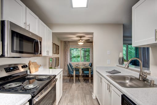 view from kitchen to dining room