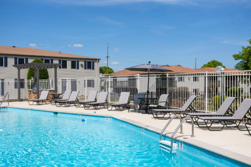 Pool with patio chairs