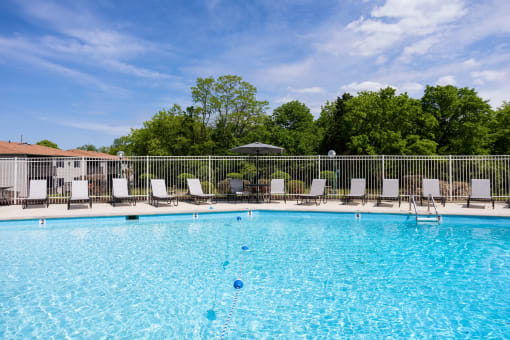 our apartments have a resort style pool with chairs