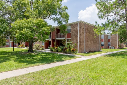 Exterior of apartment buildings at Timberfalls Apartments