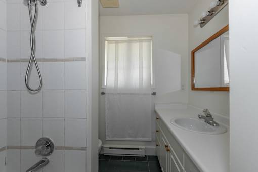 a bathroom with a shower and a sink