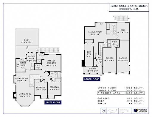 a floor plan of two different floors of a house