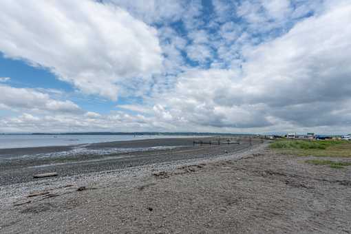 a view of the beach from the car park