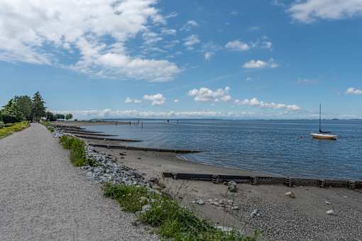 a view of the water from the beach