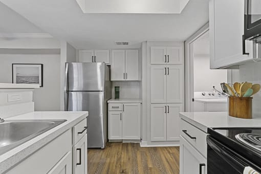 Kitchen cabinets at Lakeside Apartments, Dallas, Texas