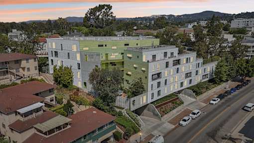 Village lofts at sunset