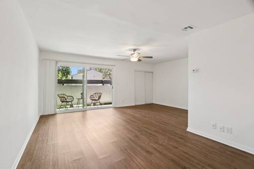living room with view of the sliding patio doors