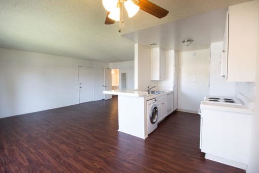 kitchen and living rm