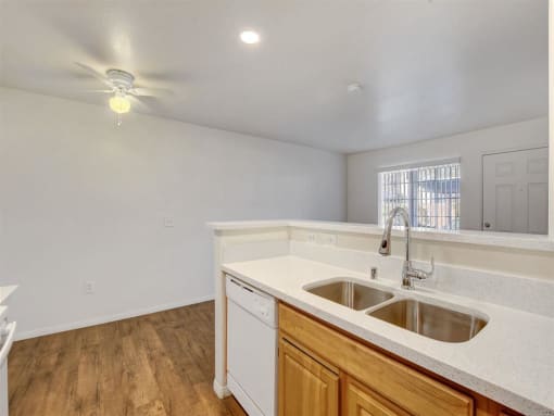 a kitchen with a sink and a dishwasher
