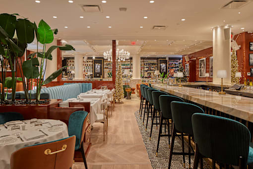 Upscale restaurant and bar with elegant seating at Bay One Apartments, Bayonne, 07002