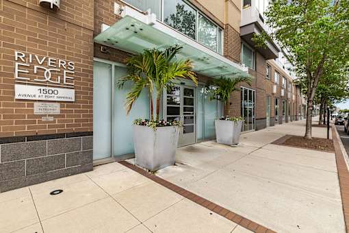 Building entrance at RiversEdge, New Jersey