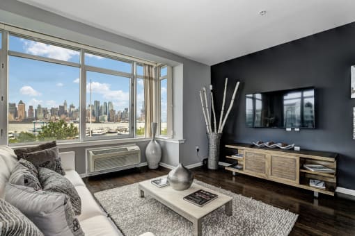 Living room at RiversEdge, New Jersey, 07086