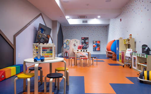 Colorful childrens playroom with educational toys and activities at Inwood at Renaissance Square Apartments, Marlton, NJ