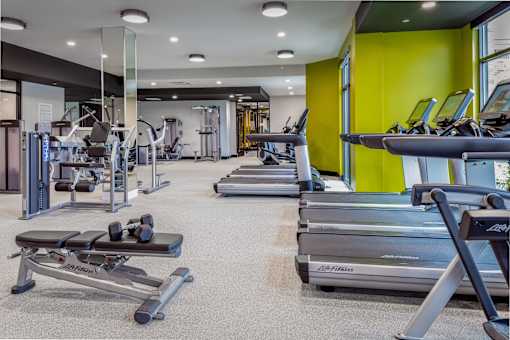 Spacious gym with treadmills and weight equipment at Inwood at Renaissance Square Apartments, Marlton