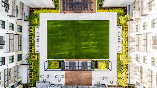 Top view of square lawn at The Lawrence, Parsippany, NJ, 07054