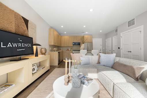 Modern Living room with TV at The Lawrence, New Jersey