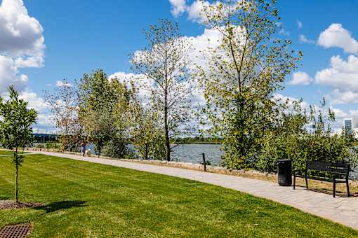 Park with bench at The Waverton, Secaucus, NJ