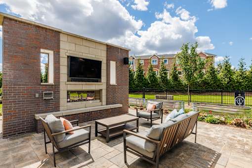 Patio with couch at The Waverton, Secaucus