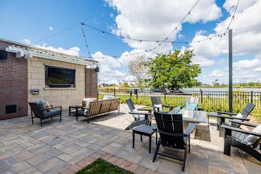 Patio with seating area at The Waverton, New Jersey, 07094