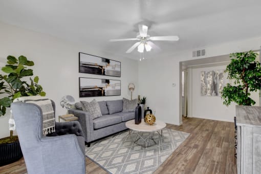 Living Area with couch at The Dresden, Las Vegas, NV, 89122
