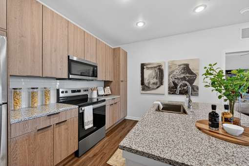 Modern Kitchen at The Landing at Lemay Apartments, Fort Collins, Colorado