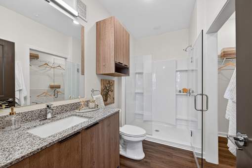Full Bathroom at The Landing at Lemay Apartments, Colorado, 80524