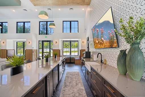 Clubhouse Kitchen at The Pullman Luxury Apartments, Atlanta, Georgia