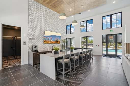 Clubhouse Dining at The Pullman Luxury Apartments, Atlanta, GA, 30349