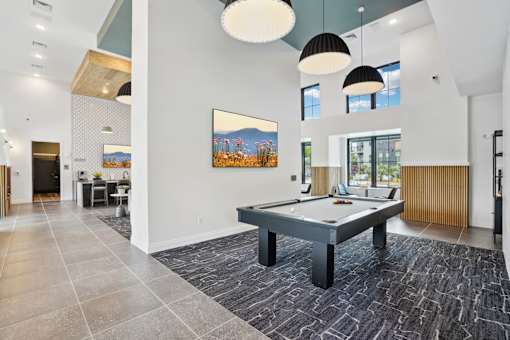Billiards Table at The Pullman Luxury Apartments, Atlanta, GA, 30349