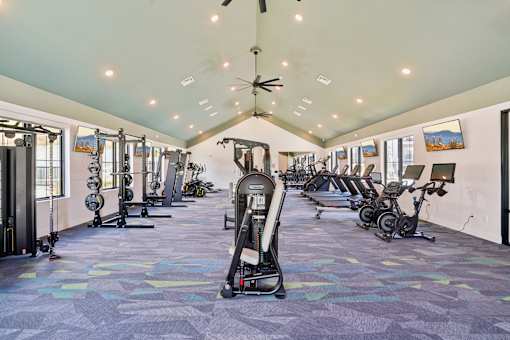 Fitness Center With Updated Equipment at The Pullman Luxury Apartments, Atlanta
