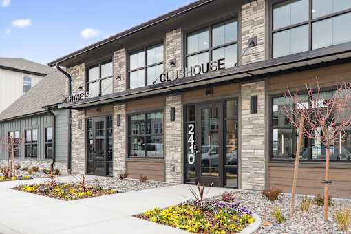 The front of a building with the number 2410 on it.at The Logan Luxury Apartments, Nampa, ID, 83651