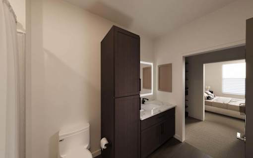 Bathroom with toilet at The Union Flats at Fishers District, Fishers, 46037