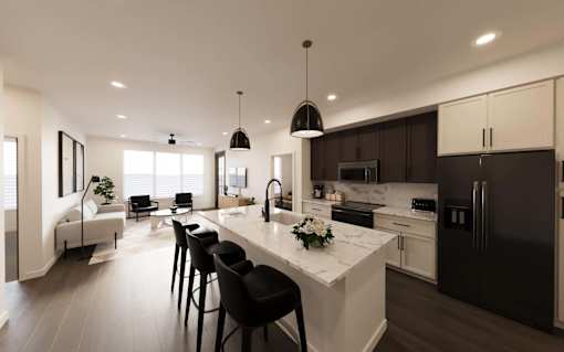 Kitchen with Island at The Union Flats at Fishers District, Fishers, Indiana