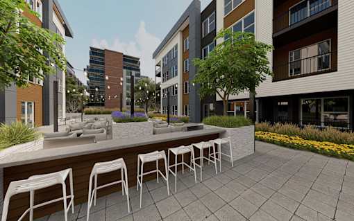 Outdoor Patio at The Union Flats at Fishers District, Fishers, Indiana