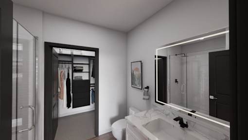 A bathroom with a white sink and a mirror at Refinery at Pointe17 Apartments, Phoenix, AZ, 85085