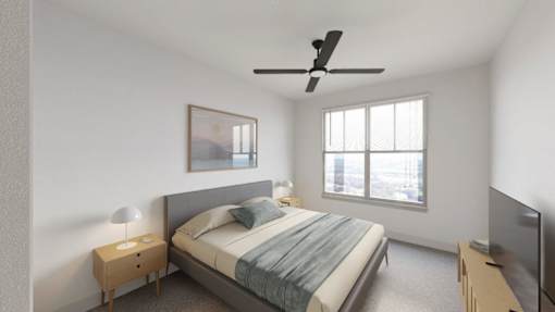 Bedroom With Ceiling Fan at The Liliana Apartment Homes, Pooler, 31322