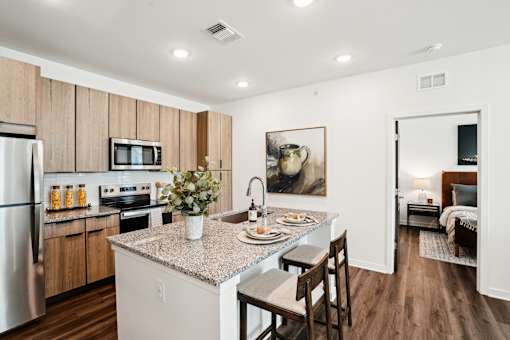 Island Kitchen at The Pullman Luxury Apartments, Atlanta, 30349