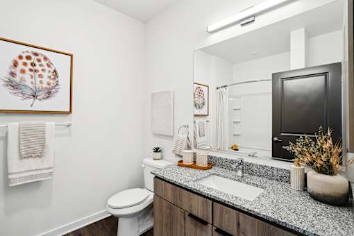Bathroom With Bathtub at The Pullman Luxury Apartments, Atlanta, Georgia