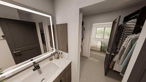 A bathroom with a sink, mirror, and a window.