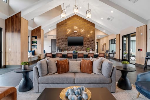 a living room with a couch and a table at Notch66, Longmont, Colorado