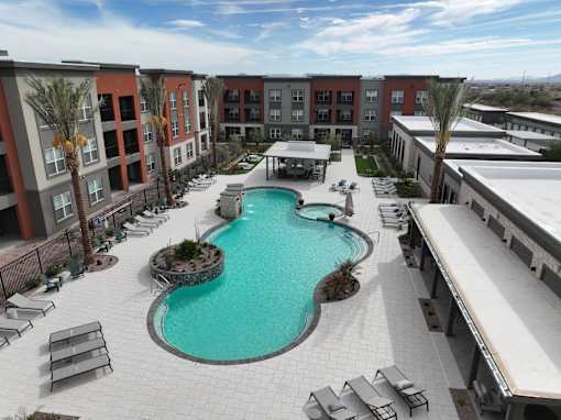 Aerial Pool View at The Maddox Luxury Apartment Homes, Buckeye, AZ