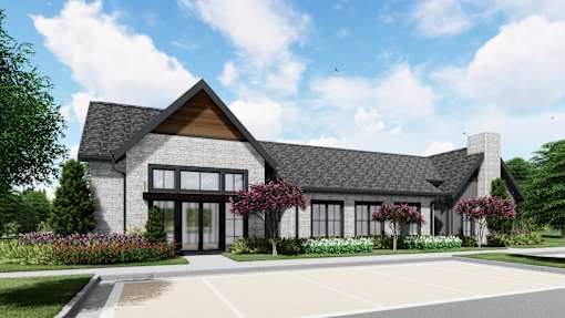 a rendering of a house with a driveway and a parking lot at The Pullman Luxury Apartment Homes, Atlanta, GA