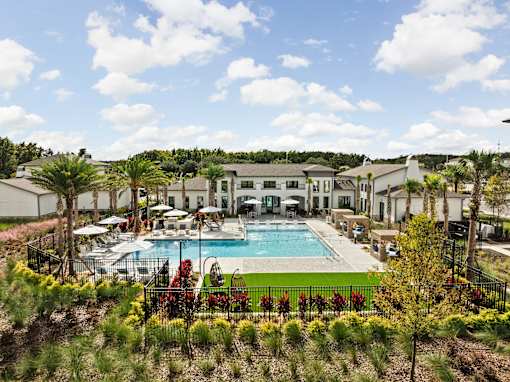 Drone Pool Area View at Terrassa Luxury Apartments, St. Augustine