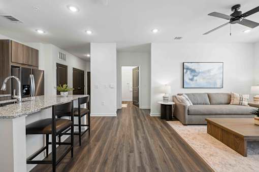 Kitchen With Living Area at Terrassa Luxury Apartments, Florida, 32084