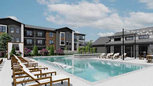 Pool With Sundecks at The Liliana Apartment Homes, Pooler Georgia