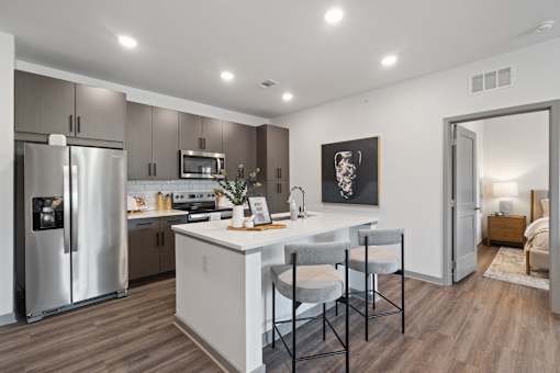 Island Kitchen at The Quinn Luxury Apartments, Pensacola