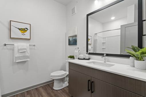 Bright Bathroom at The Quinn Luxury Apartments, Pensacola, FL, 32526